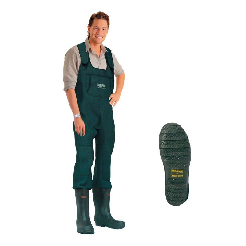 Neoprene chest fishing waders rubber boot cleated sole CG Emery