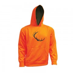 Blaze orange sweater with Backwoods antler
