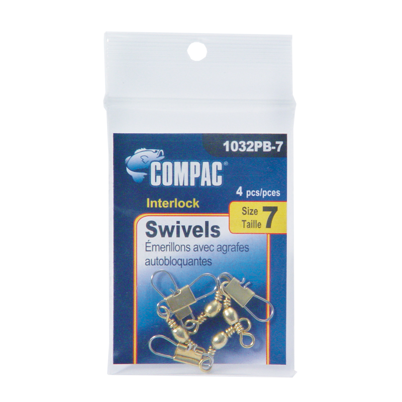 Brass Barrel Swivel w/Safety Snaps ~ Size 5/0