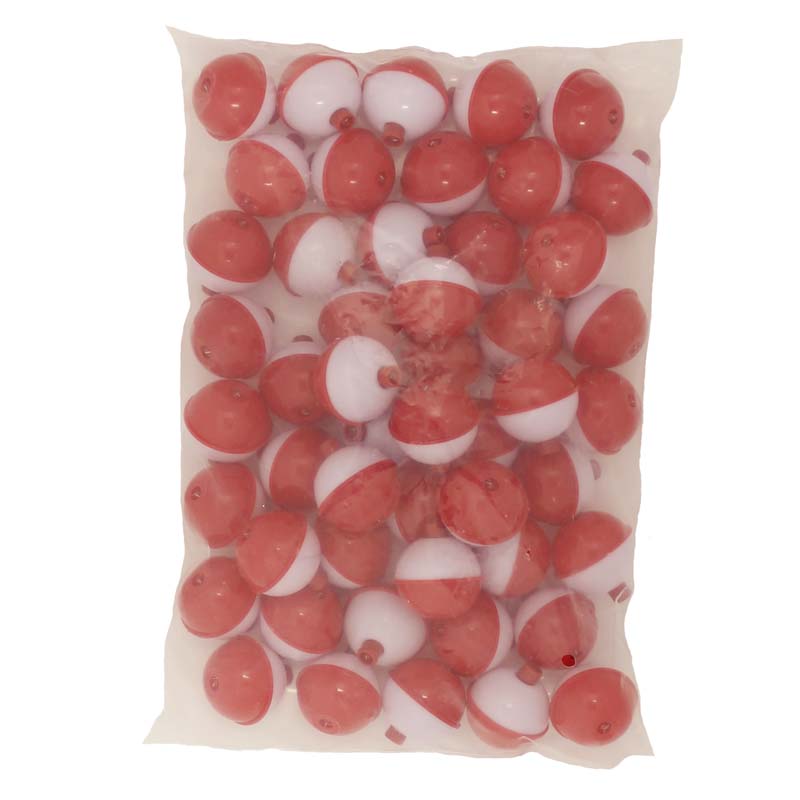 Fishing bobbers floats tackle red white plastic 50 pack - CG Emery