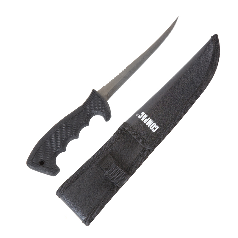 Fishing gear knife fillet scaler rubber handle sheath CG