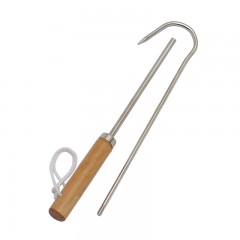 Fishing gear gaff hook jointed two pieces wood handle